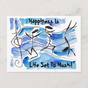 Carte Postale Notes Musicales PC Happiness Is Life Set To Music!