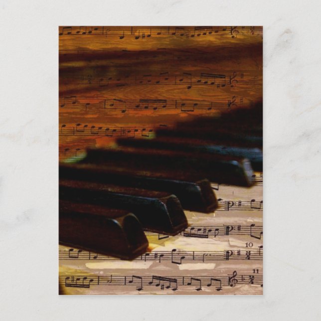 Carte Postale Notes musicales vintages et piano (Devant)