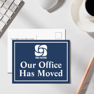 Carte Postale Notre agence a déménagé Logo d'entreprise Bleu mar