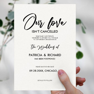 Carte Postale Notre amour n'est pas annulé Report de mariage
