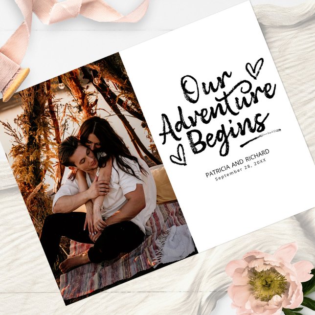 Carte Postale Notre aventure commence Enregistrer la date de mar (Créateur téléchargé)