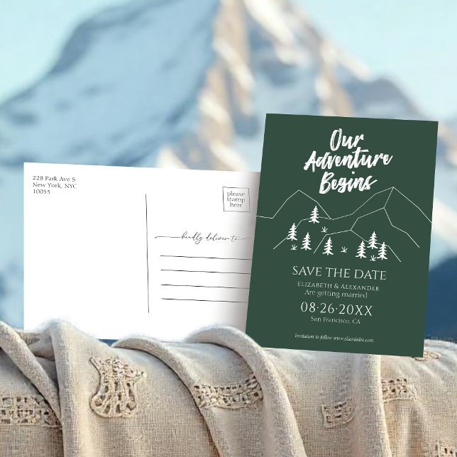 Carte Postale Notre Aventure Commence Le Mariage Forestier Écono (Créateur téléchargé)