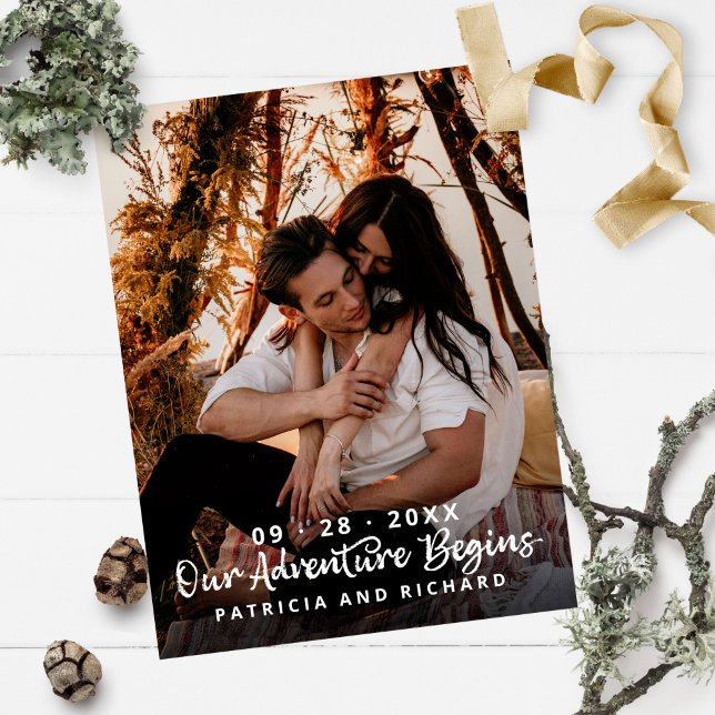 Carte Postale Notre aventure commence Photo de save the date de  (Créateur téléchargé)
