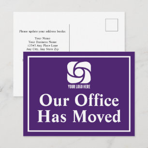 Carte Postale Notre Bureau A Déménagé Logo Entreprise Violet