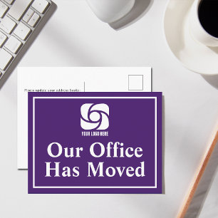 Carte Postale Notre Bureau A Déménagé Logo Entreprise Violet