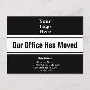 Carte Postale Notre Bureau A Déplacé Black White Business Moving
