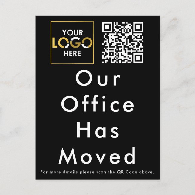 Carte Postale Notre Bureau A Déplacé Le Logo D'Entreprise Code Q (Devant)