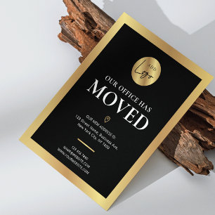 Carte Postale Notre Bureau A Déplacé Logo Noir & Or Nouvelle Adr