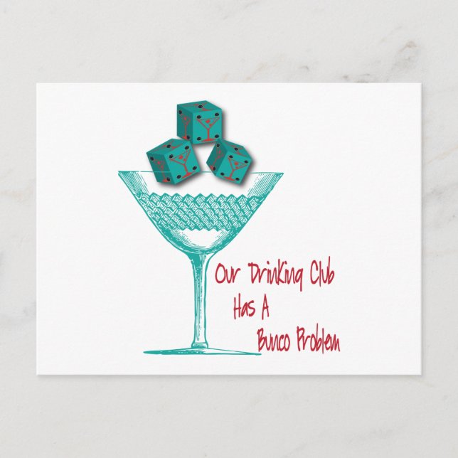 Carte Postale Notre Club De Boissons A Un Problème De Bunco (Devant)