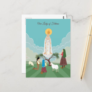 Carte Postale Notre-Dame de Fatima et les trois bergers
