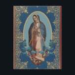 Carte Postale Notre-Dame de Guadalupe Vierge Marie Feliz Navidad<br><div class="desc">Feliz Navidad "Joyeux Noël" en espagnol avec la Sainte Vierge Marie,  Notre Dame de Guadalupe aussi connue sous le nom Notre-Dame des Amériques (Mexique) Une frontière d'or avec des baies saintes est également incluse dans cette image.  Tous les textes et polices peuvent être modifiés.</div>