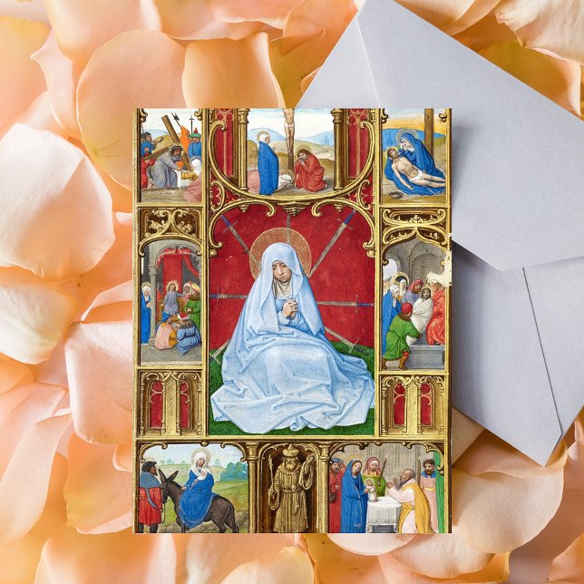 Carte Postale Notre-Dame des Douleurs Carême de Pâques Religieux (Our Lady of Sorrows Medieval Manuscript Catholic Christian Lent Postcard)