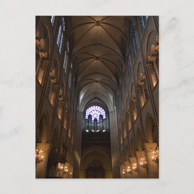 Carte Postale Notre Dame Intérieur avec fenêtre Rose, Paris (Devant)