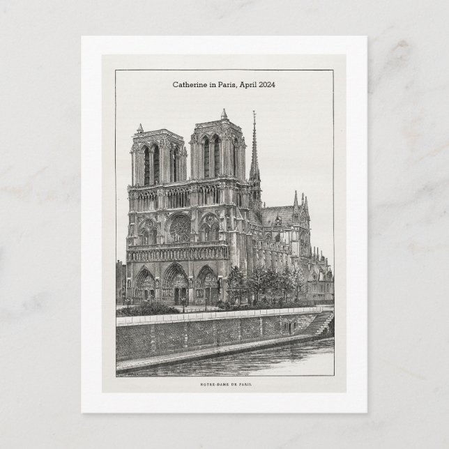 Carte postale Notre Dame noir et blanc rétro perso (Devant)