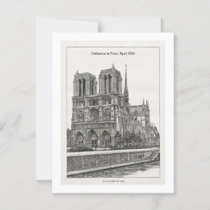 Carte postale Notre Dame noir et blanc rétro perso