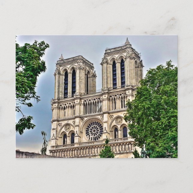 Carte Postale Notre-Dame, Paris, Peinture numérique (Devant)