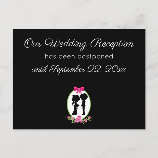 Carte Postale Notre faire-part de report de réception de mariage (Devant)