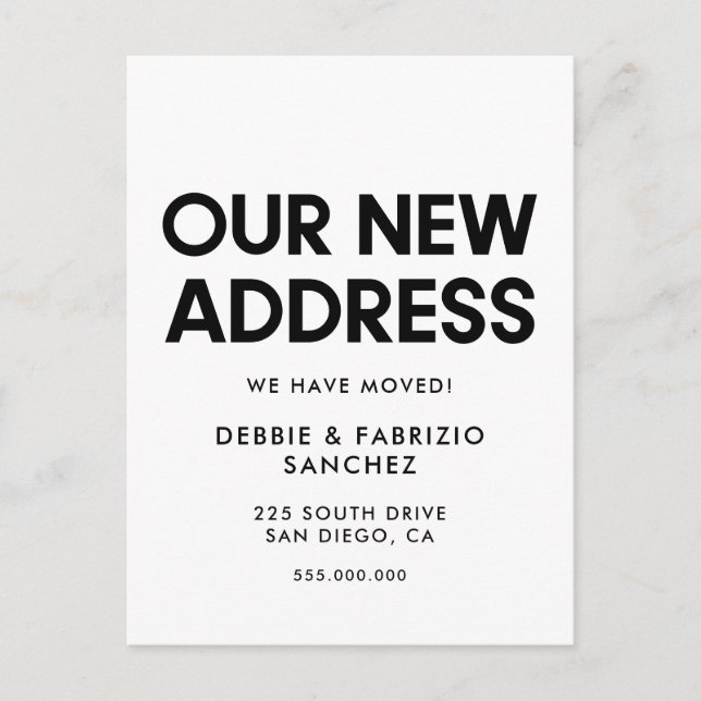 Carte Postale Notre nouvelle adresse faire-part mobile minimalis (Devant)