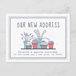 Carte Postale Notre nouvelle adresse   Plantes de Doodle House