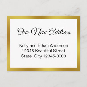 Carte Postale Notre nouvelle adresse White and Gold Moving Faire