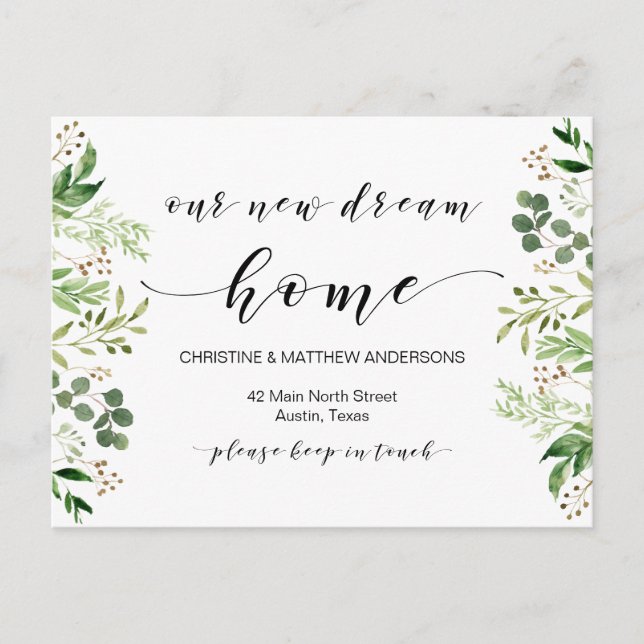 Carte Postale Notre nouvelle maison de rêve, Verdure, Faire-part (Devant)