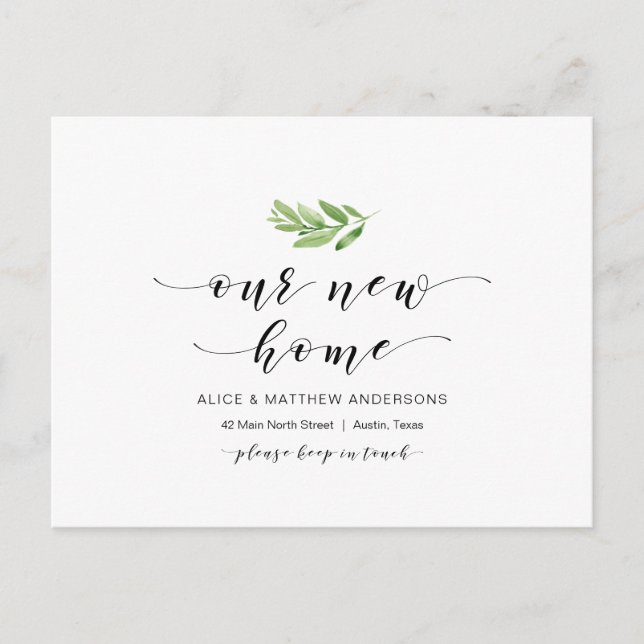 Carte Postale Notre nouvelle maison, verdure, Faire-part mobile (Devant)