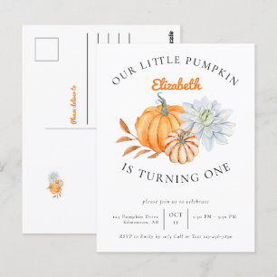 Carte Postale Notre Petit Citrouille 1er Anniversaire Floral Aut