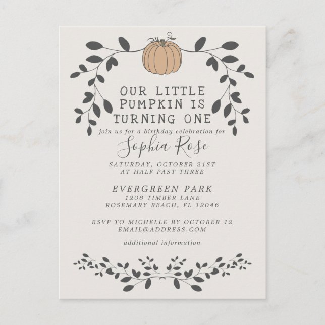 Carte Postale Notre Petit Citrouille Fête Son Premier Anniversai (Devant)