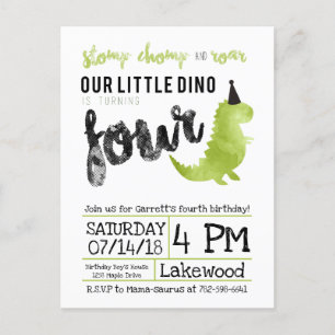 Carte Postale Notre Petit Dino Anniversaire Invitation Dinosaure