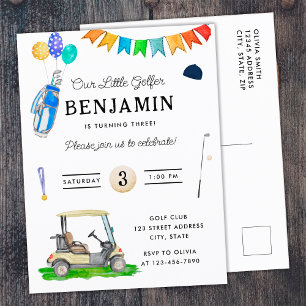 Carte Postale Notre Petit Golfeur Chapeau de Panier Bleu Enfants