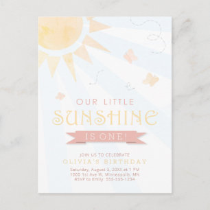 Carte Postale Notre petit papillon d'aquarelle soleil Anniversai