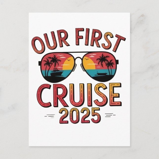 Carte Postale Notre première croisière 2025 Été Trip T-Shirt à m (Devant)