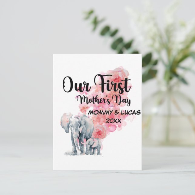 Carte Postale Notre Première Fête des Mères Maman et Eléphants B (Debout devant)