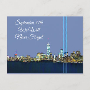 Carte Postale N'oubliez jamais 911 Septembre 11 Memorabilia