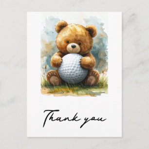 Carte Postale Nounours bébé garçon ours en peluche tenant balle