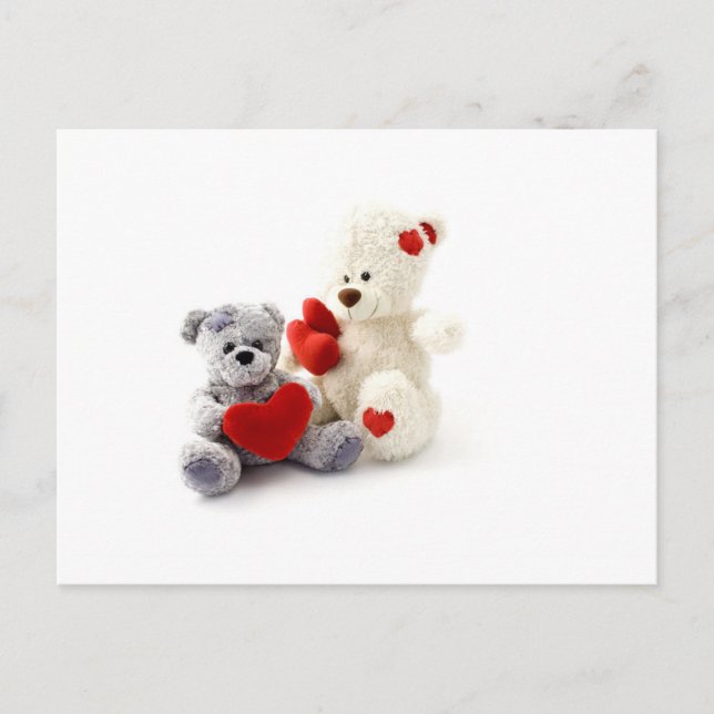 CARTE POSTALE NOUNOURS & COEURS AMOUREUX (Devant)