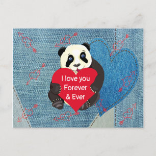 Carte Postale Nounours d'ourson panda pour la Saint-Valentin ser
