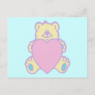 Carte Postale Nounours en peluche cœur d'amour