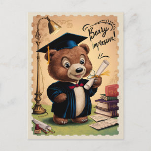 Carte Postale Nounours Mignon Ours Vintage de Diplôme