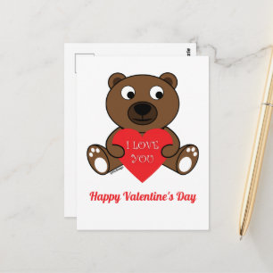 Carte Postale Nounours Ours Coeur amour Saint-Valentin Texte per