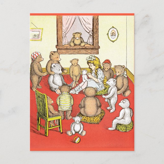 Carte Postale Nounours se réunissent autour (Devant)