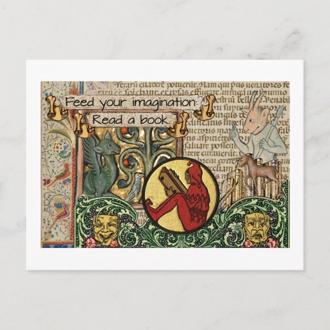 Carte Postale Nourrissez votre imagination : Lire un livre (Devant)