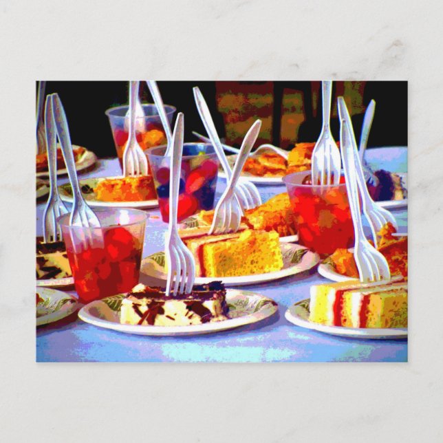 Carte Postale Nourriture Art Populaire Desserts Gâteau Fourchett (Devant)