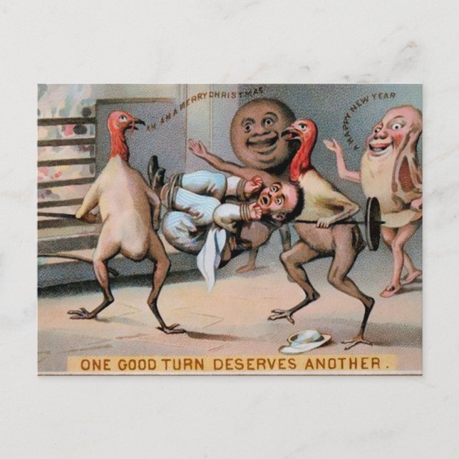 Carte Postale Nourriture victorienne de Noël (Devant)