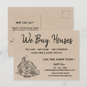 Carte Postale Nous achetons des maisons Promotional Kraft Immobi
