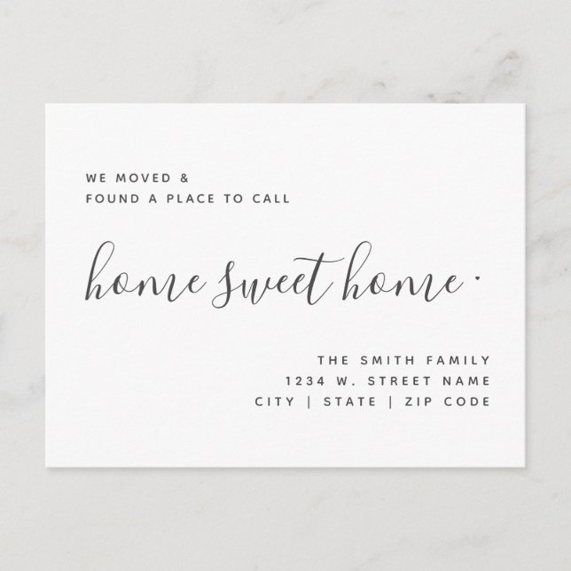 Carte Postale Nous avons déménagé à la maison Sweet Home Calligr (Devant)