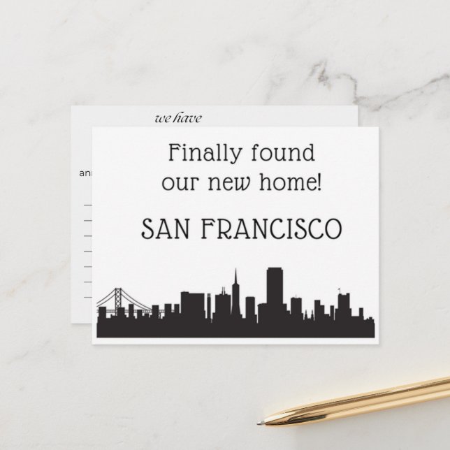 Carte Postale Nous avons déménagé à San Francisco (Devant/Arrière en situation)