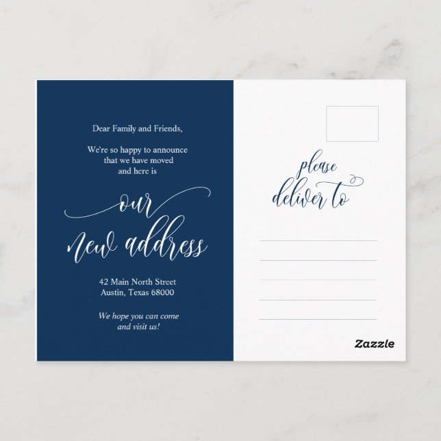 Carte Postale Nous avons déménagé, Annonce de nouvelle adresse (Dos)