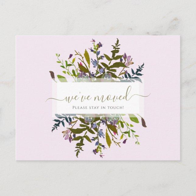 Carte Postale Nous avons déménagé Annonce de style floral Greene (Devant)
