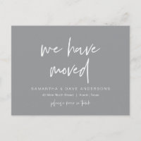 Nous avons déménagé, Annonce, Moderne Gris Foncé